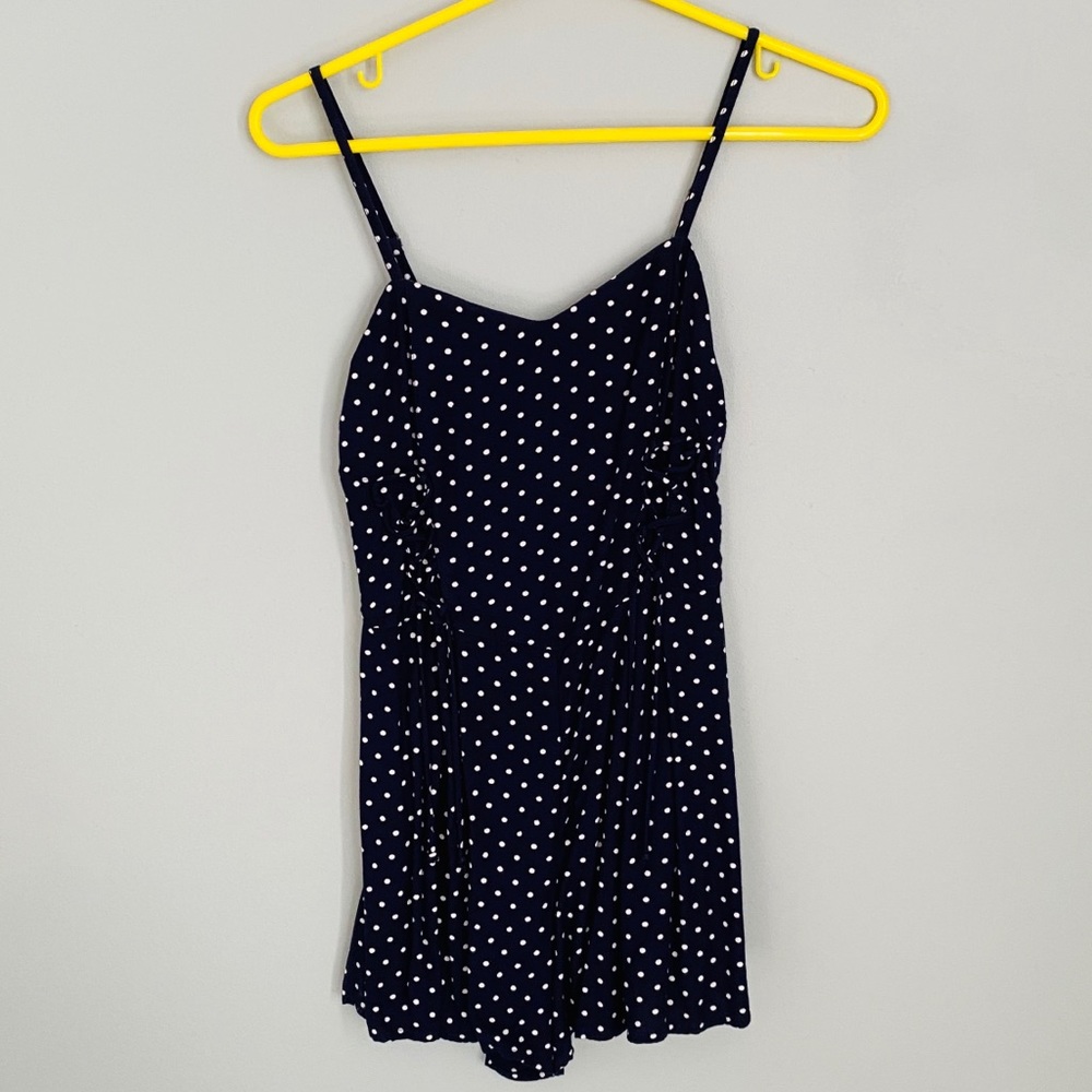 Navy Blue Polka dot romper, size XS